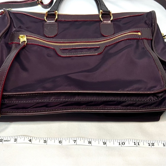 MZ Wallace Burgundy Nylon Leather Trim Satchel Crossbody Bag Lightweight Tote - Picture 7 of 14